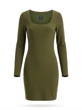 Aritzia Ten by Babaton Myrna Dress - Smooth Matter™ Scoopneck Mini - Green - L